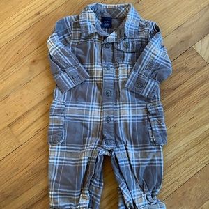 Plaid infant collar shirt suit